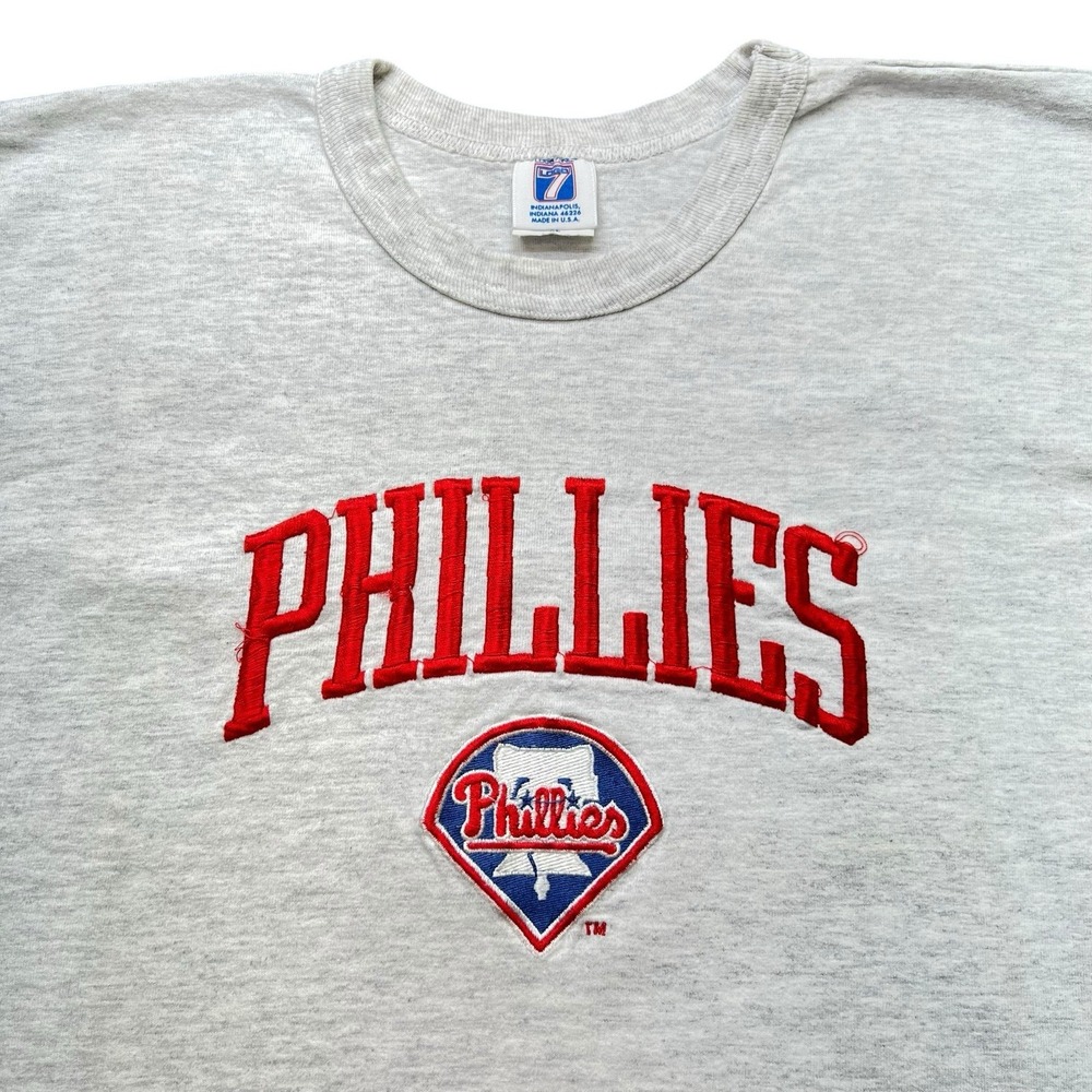Vtg Philadelphia Phillies Logo 7 Shirt 90s Single Stitch Embroidered USA Made XL